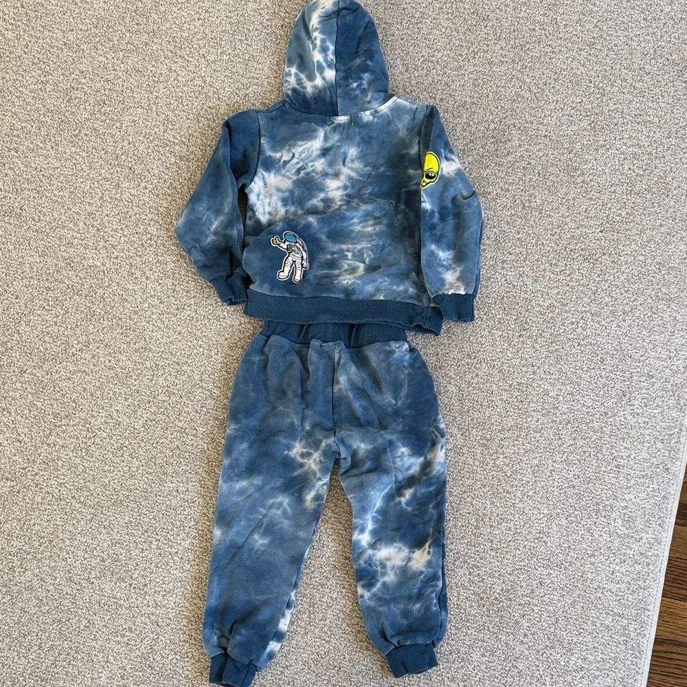 Lola + the Boys Blue Tie-Dye Space Hoodie and Joggers Set - Picture 2 of 5